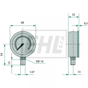 Manometr 100 bar Ø63mm - 1/4&amp;amp;quot;